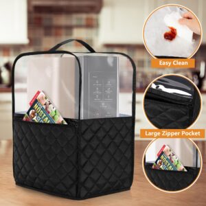 LUXJA Transparent Top Dust Cover Compatible with Ninja CREAMi NC501, NC301, NC299AMZ, Ice Cream Maker Dust Cover Compatible for Ninja Ice Cream Maker Machine with Accessories Pockets, Black