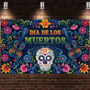 Dia De Los Muertos Backdrop for Photography Day of The Dead Banner Mexican Fiesta Sugar Skull Decorations and Supplies for Home Altar Ofrenda