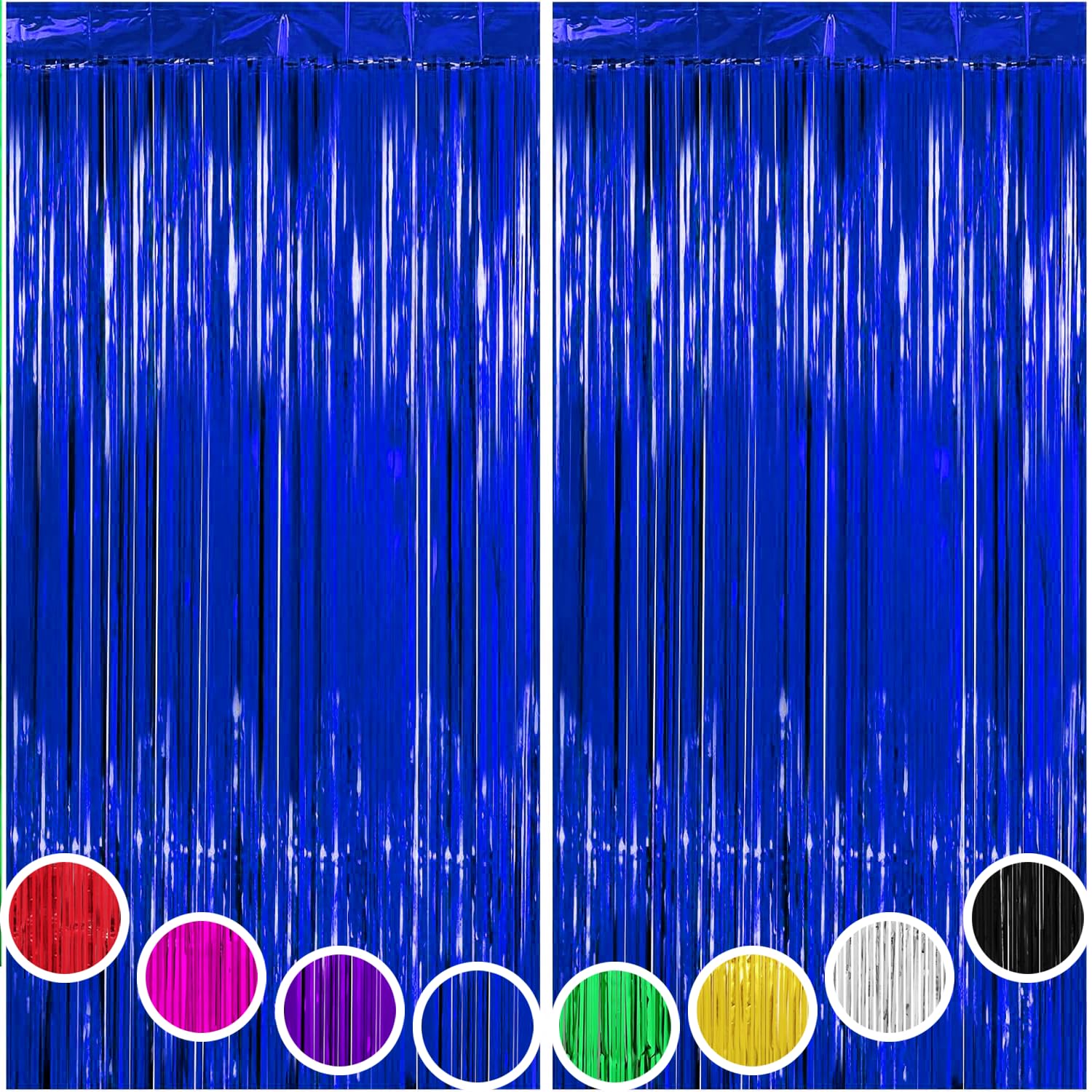 Blue Foil Fringe Curtain Tinsel Backdrop for Party, Foil Fringe Curtains for Birthday Graduation Paw Patrol Birthday Party Backdrop Decorations, 2 Pack 3.2X 8.2ft