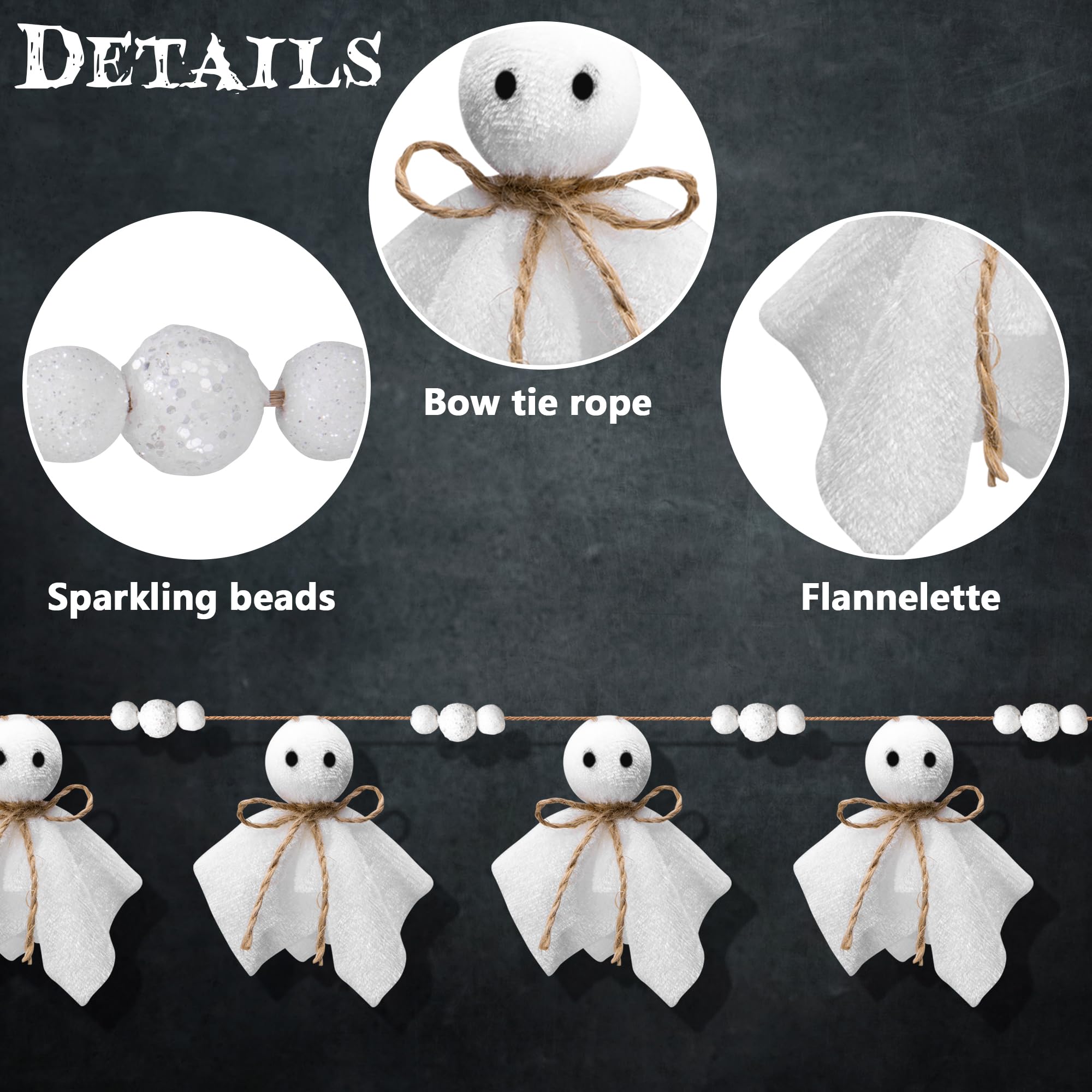 LFUTARI 9 FT Halloween Ghost Garland, Fabric Cute Ghosts Banner, Hanging Ghost Garland for Halloween Party Decor Wall Doorways Outdoor Decorations