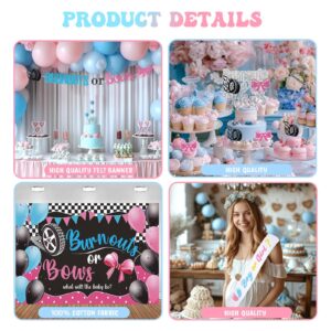 Fiesec Burnouts or Bows Gender Reveal Decorations, Baby Boy or Girl Gender Reveal Party Decorations, What Will the Baby Be Backdrop Balloon Banner Tablecloth Cake Cupcake Topper Box Sash Pink Blue