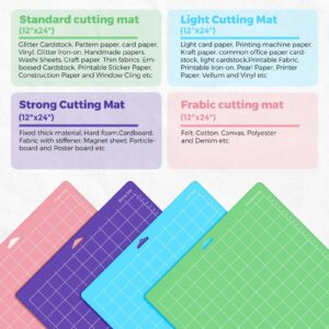 LOYIM 6 Pack Cutting Mat 12 x 24 Inch, Cutting Mats for Craft, Standard, Strong, Adhesive Cut Mat Replacement Variety Adhesive Sticky Cutting Mat Accessories for Craft Sewing Art, 4 Colors