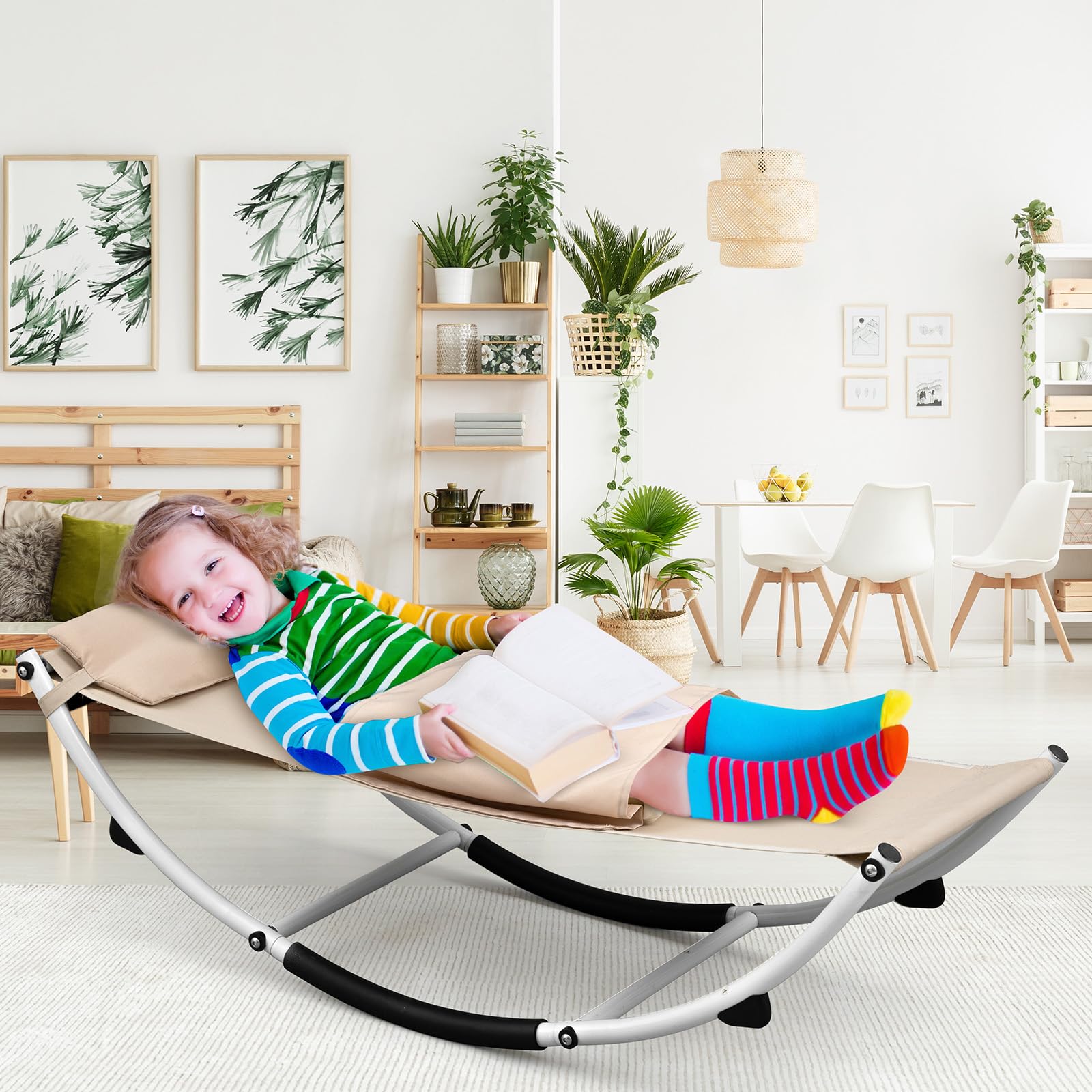 Yousoontic Kids Sensory Rocking Chair Sensory Rocker with Pillow and Blanket Outdoor Indoor Lounge Recliner Chair Gifts for Toddlers Baby Children ADHD Autism