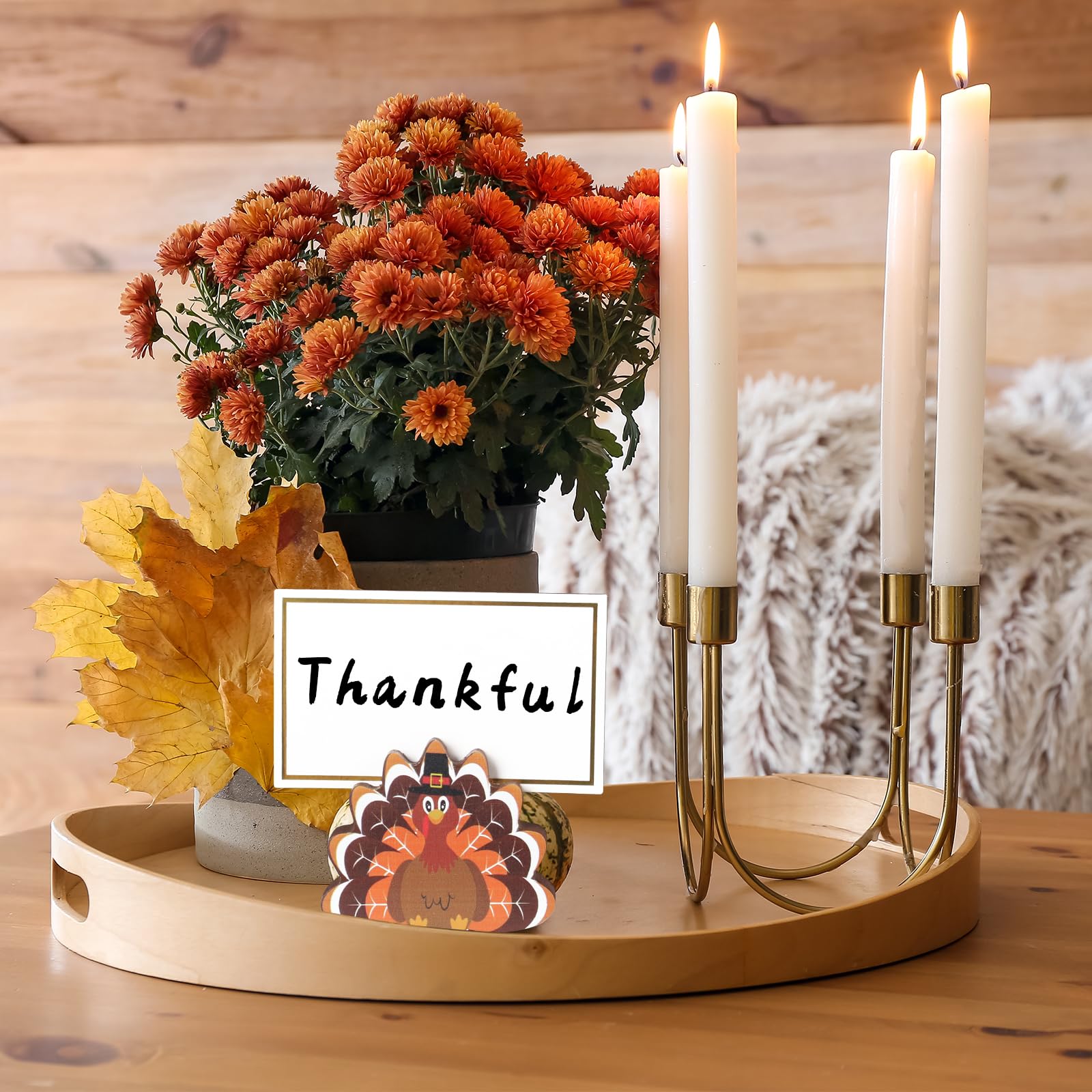 Tkifoda 18 Pcs Fall Turkey Place Card Holders with Card Harvest Thanksgiving Place Cards Mini Turkey Name Card Photo Picture Stand Holder for Fall Thanksgiving Table Decorations Wedding