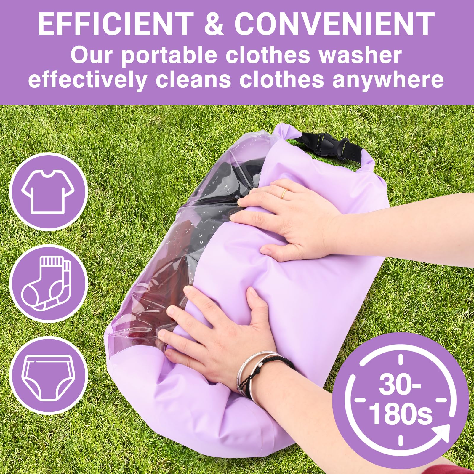 Travel Washing Machine & Retractable Clothesline - Hand Washing Machine & Portable Clothes Washer - Durable Travel Laundry Wash Bag & Camping Washing Machine - Portable Manual Clothes Washer