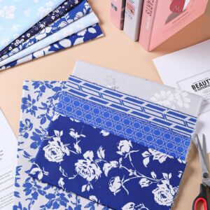 100% Cotton Quilting Fabric Bundle, 10Pcs Fat Quarters Fabric Bundles 50cm x 50cm, Pre-Shrunk, Medium Weight Plain Quilting Fabric Squares for Quilts, Sewing, Patchwork, DIY, Craft (Blue)