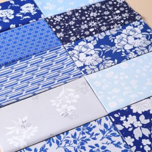 100% Cotton Quilting Fabric Bundle, 10Pcs Fat Quarters Fabric Bundles 50cm x 50cm, Pre-Shrunk, Medium Weight Plain Quilting Fabric Squares for Quilts, Sewing, Patchwork, DIY, Craft (Blue)