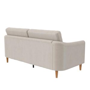 Mr. Kate Moon 73.5" Upholstered Sofa with Curved Back, Ivory Velvet