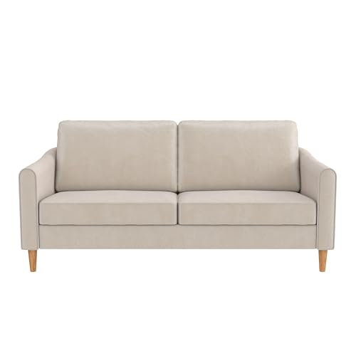 Mr. Kate Moon 73.5" Upholstered Sofa with Curved Back, Ivory Velvet