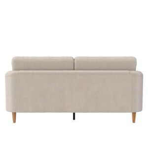 Mr. Kate Moon 73.5" Upholstered Sofa with Curved Back, Ivory Velvet