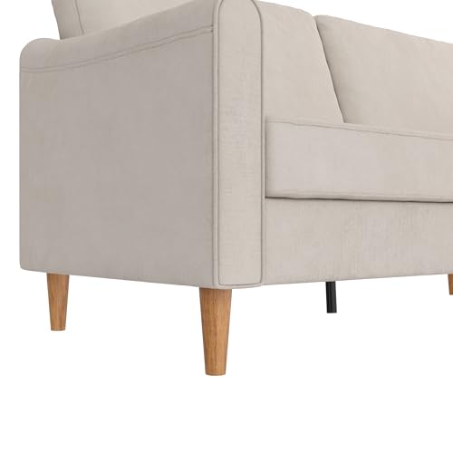 Mr. Kate Moon 73.5" Upholstered Sofa with Curved Back, Ivory Velvet