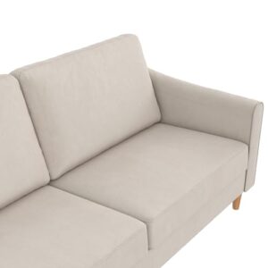 Mr. Kate Moon 73.5" Upholstered Sofa with Curved Back, Ivory Velvet