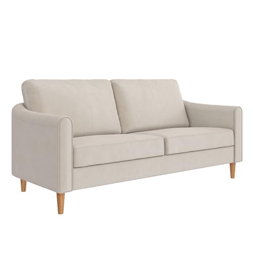 Mr. Kate Moon 73.5" Upholstered Sofa with Curved Back, Ivory Velvet