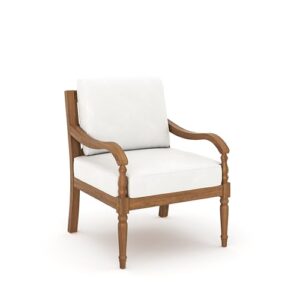 New Classic Furniture Savannah Wood Club Chairs in Natural/White Linen (Set of 2)