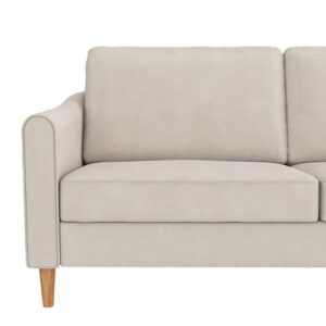 Mr. Kate Moon 73.5" Upholstered Sofa with Curved Back, Ivory Velvet