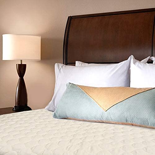 OrganicTextiles Organic Cotton Mattress Pad with 17” Fitted Bed Skirt Deep Pocket (Queen Size), GOTS Certified, Soft Silky Feel, Luxurious Quilted Design, Machine Washable, All Season, Skin Sensitive