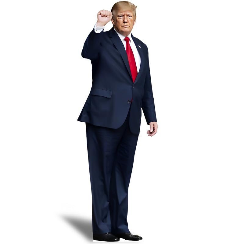 6 feet Donald Trump Stand Up | Cardboard Cutout | Life Size Standee | Picture Poster Photo Print | Fist to Fight