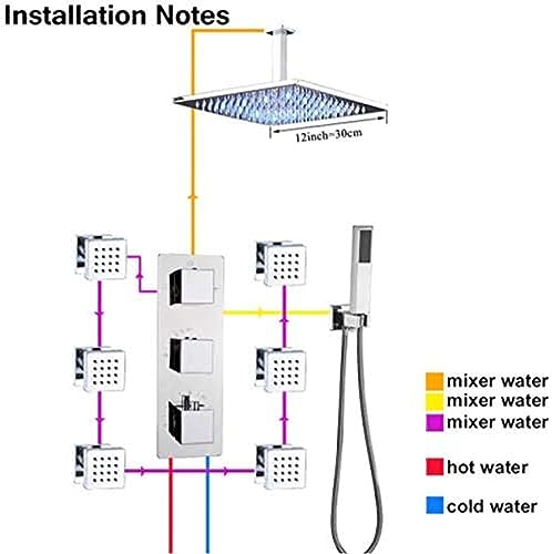 Bathroom Thermostatic Faucet Chrome LED Rain Shower Bath Faucet Bathtub Shower Mixer Tap Bathroom Shower Faucets