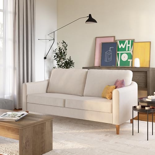 Mr. Kate Moon 73.5" Upholstered Sofa with Curved Back, Ivory Velvet