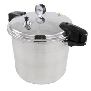 NESCO 16.9 QT MANUAL PRESSURE CANNER, PRESSURE COOKER WITH PRESSURE GUAGE, LOCKING LID, AND REMOVABLE BLOCKAGE GUARD