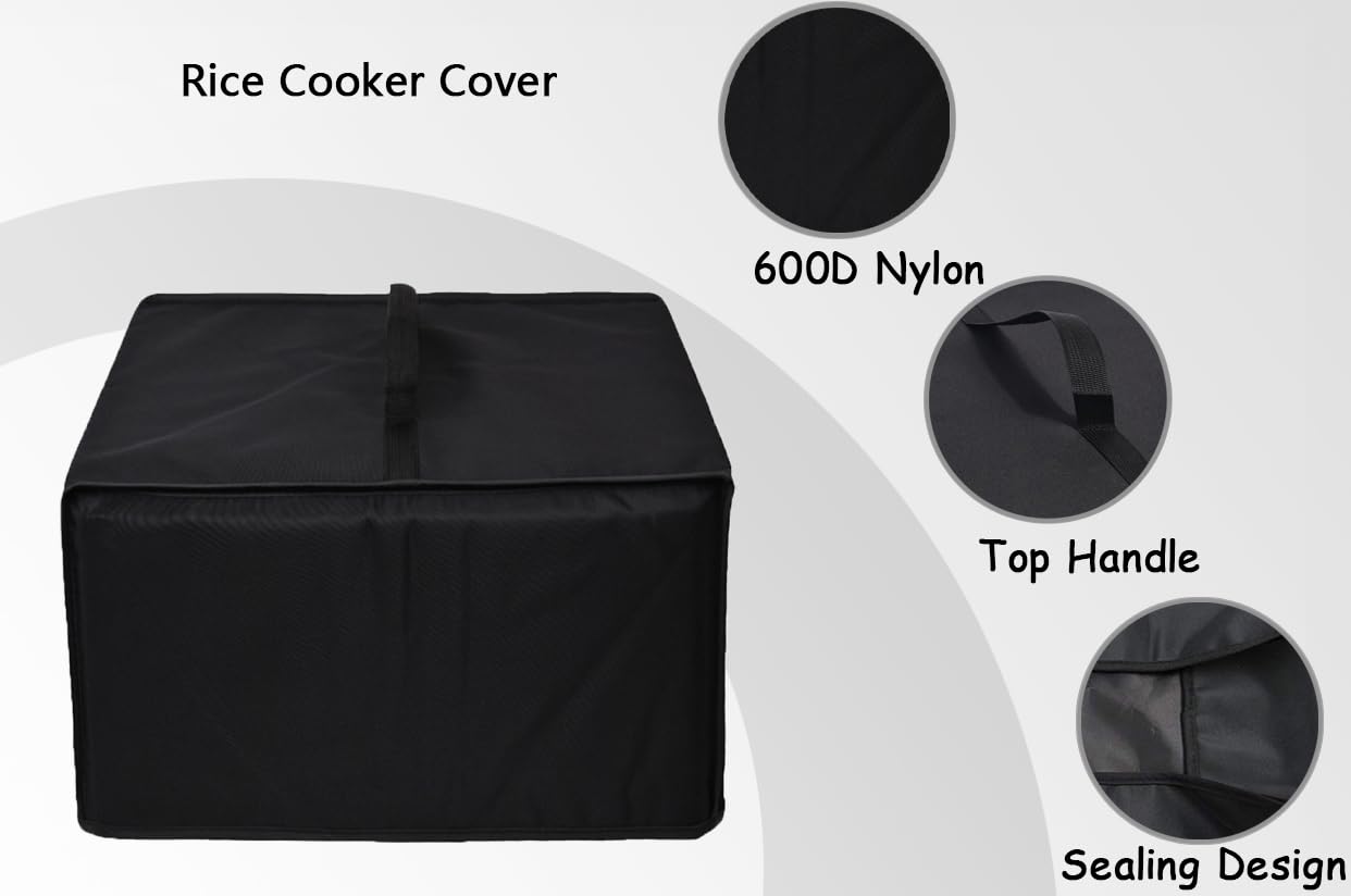 CouldyCasi Rice Cooker Cover, Heavy Duty Heat Resistant Waterproof Nylon Material, Rice Cooker Dust Protective Cover Case for KitchenAid Grain and Rice Cooker 8 Cup KGC3155BM