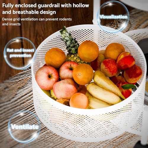 curfair Rotating Storage Rack for Kitchen, 3/4/5 Tier Circular Rotating Storage Shelf Kitchen Storage Cart, Fruit Metal Wire Basket Shelf for Kitchen,Living,Room and Bathroom White Four Layer