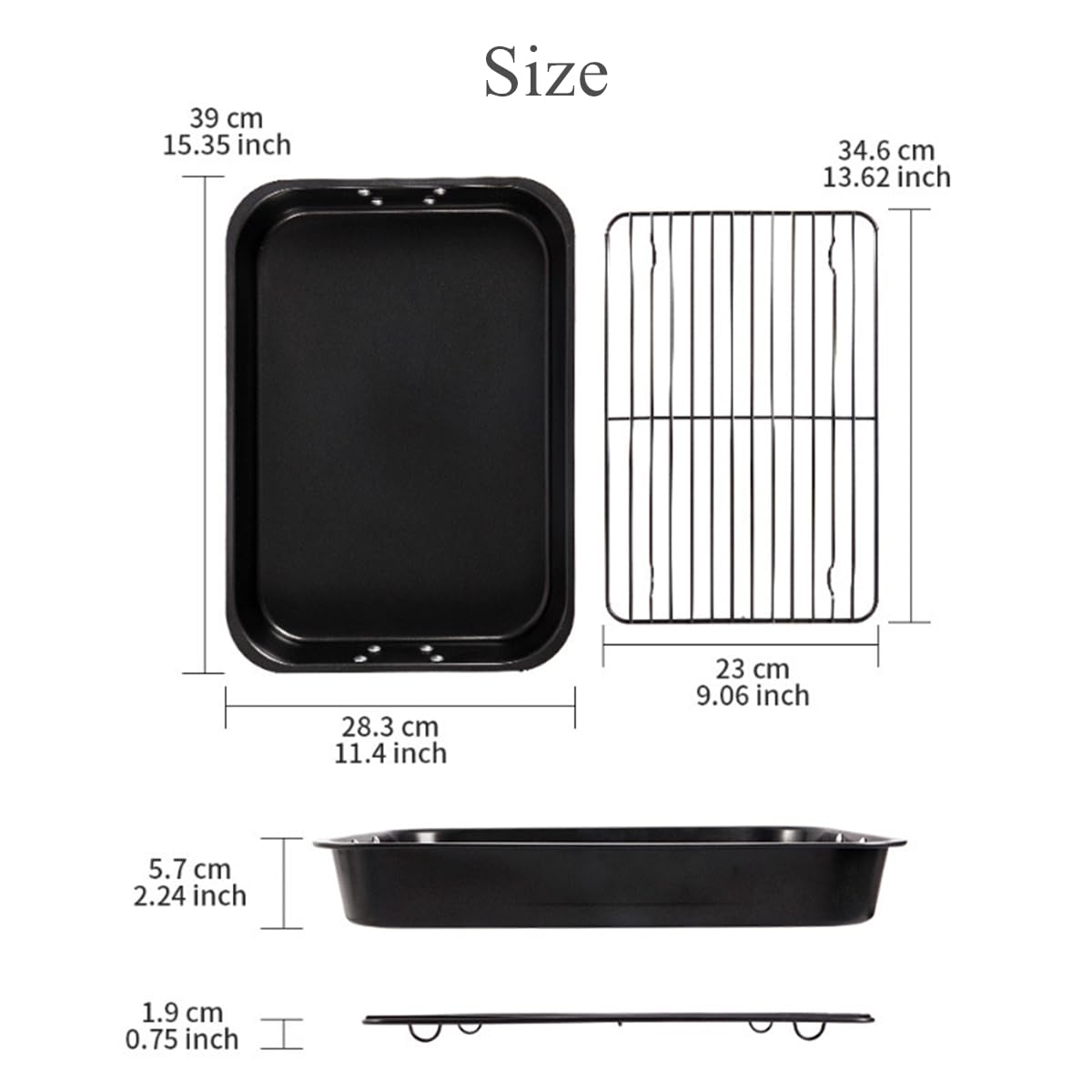 Nonstick Small Roaster Pan with Flat Rack Chicken Turkey Roaster Tray Oven Baking Cake Bread Pans Cooking Lasagna with Stainless Steel Handles,11-Inch x 15-Inch