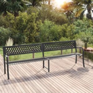 yelwhi patio benches twin patio bench 96.9" black steel,patio bench: durable steel and plastic bench for garden and outdoor spaces outdoor furniture & accessories