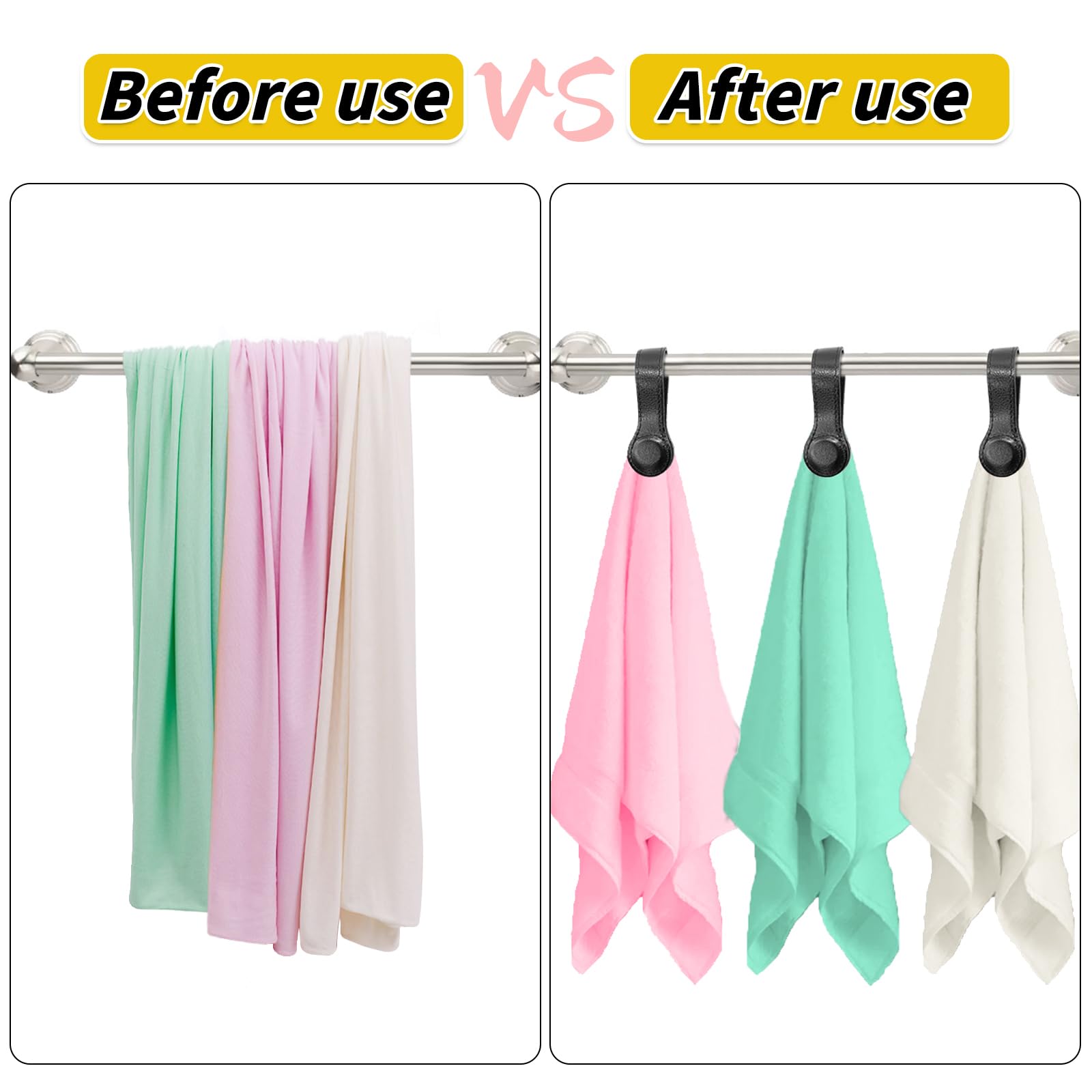 3 Pack Leather Towel Clips for Kitchen, Magnetic Hand Towel Clips Towel Holder with Magnet, Simple and Covenient Kitchen Bathroom Towel Storage Accessories