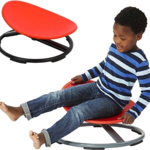 Generic Kids Sensory Swivel Chair, Autism Sensory Spinning Chair for Big Kids Sensory, Sensory Toy Chair, Training Body Coordination Wobble Chair for Kids Sit and Spin Relief of Motion Sickness (red)