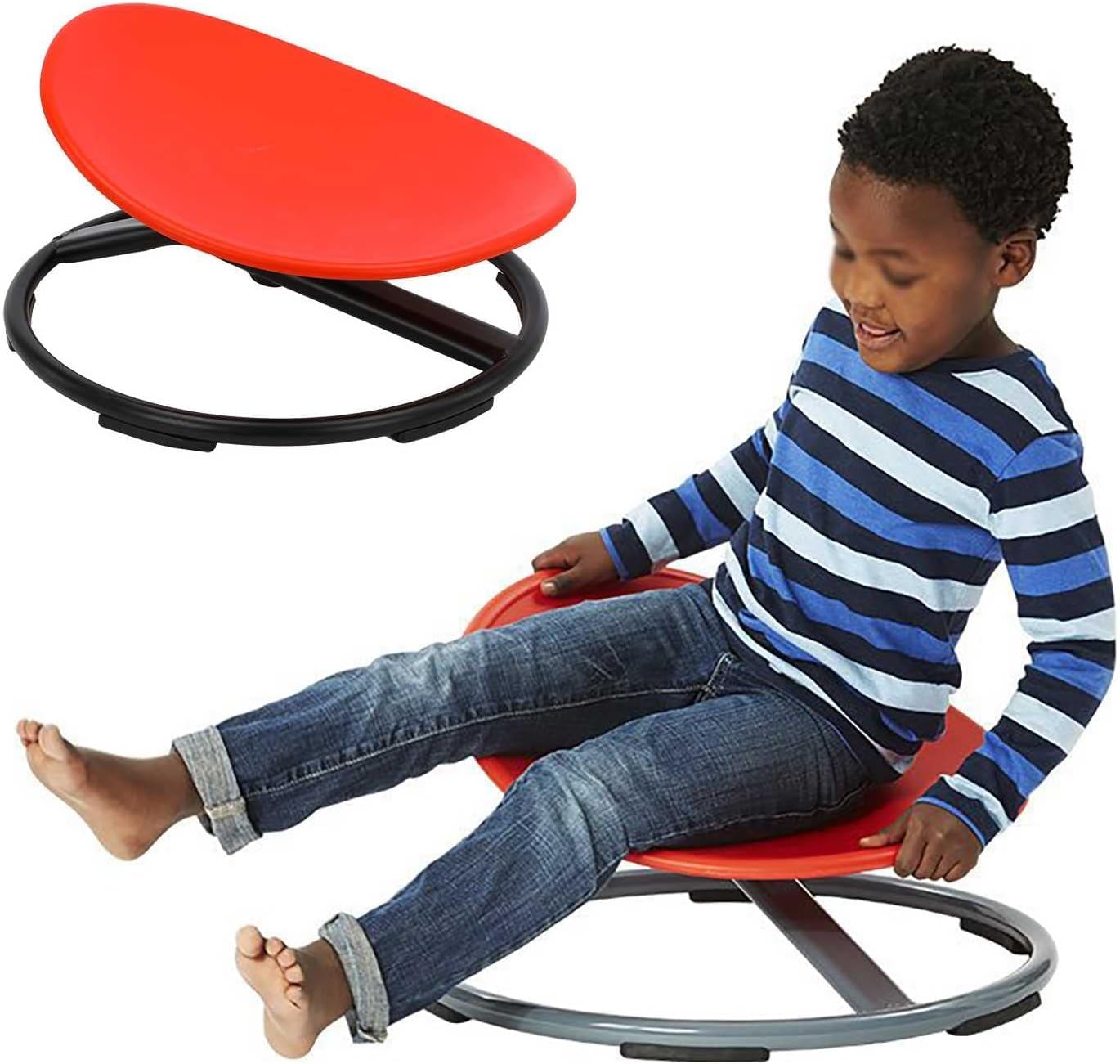 Generic Kids Sensory Swivel Chair, Autism Sensory Spinning Chair for Big Kids Sensory, Sensory Toy Chair, Training Body Coordination Wobble Chair for Kids Sit and Spin Relief of Motion Sickness (red)