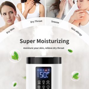 Humidifiers for Bedroom Large Room, 8L Large Capacity Cool Mist Humidifier, Air Humidifiers for Home, Smart Humidity Setting, Easy Top Fill, Sleep Mode, Essential Oil Box & Ambient Light, Auto Shutoff