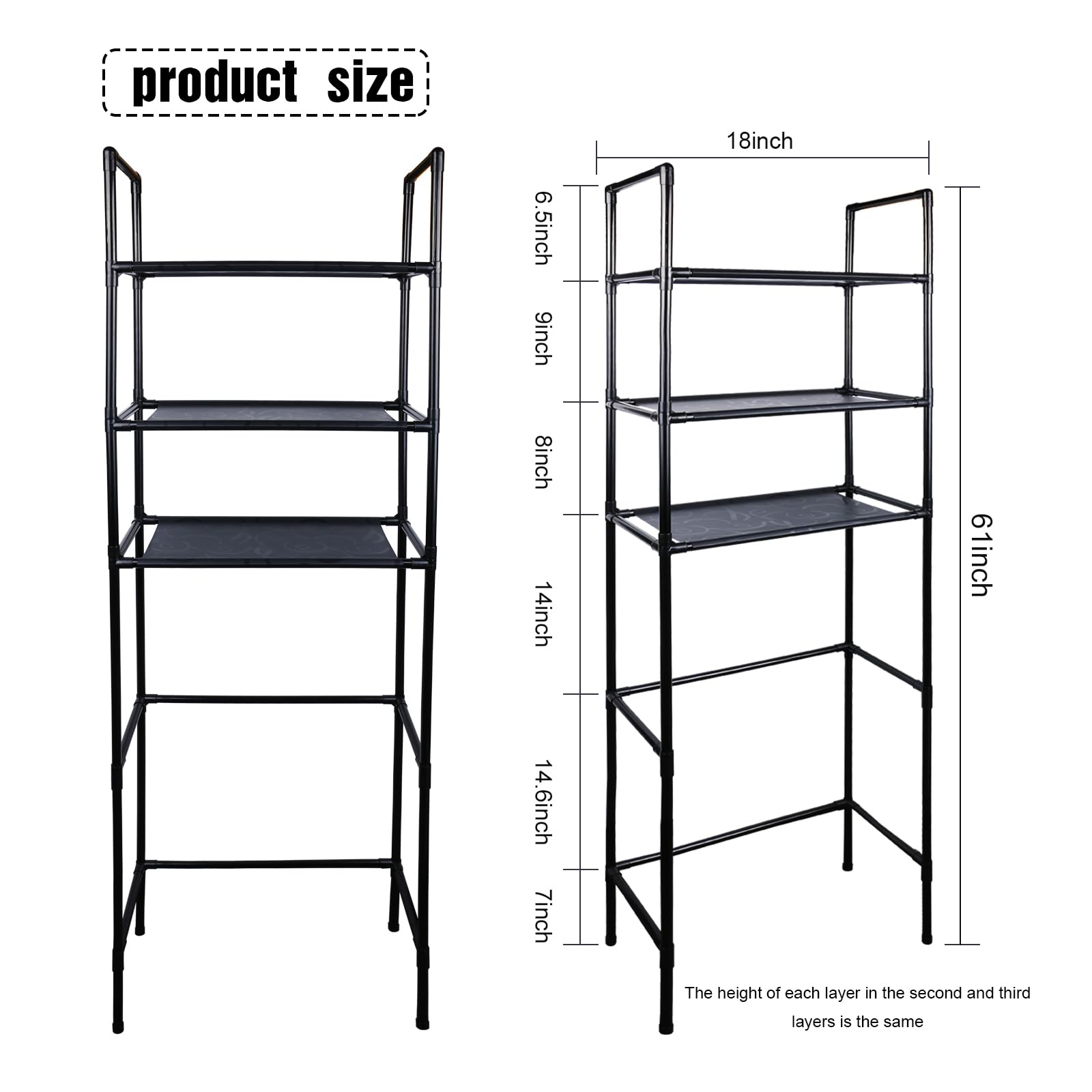 NICECHEF Over The Toilet Storage, 3 Tier Bathroom Organizer Shelf, Freestanding Space Saver with Toilet Paper Holder, Multifunctional Over The Toilet Rack