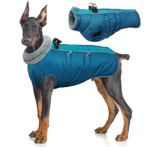 idomik warm dog coat with built-in harness,warm dog winter coat,dog cold weather coats zipper,waterproof dog jackets thicken dog fleece,windproof dog snow jacket snowsuit for small medium large dogs