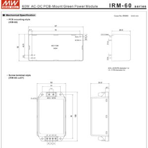 Mean Well 60W AC-DC PCB-Mount Green Power Module 120v to 12v Converter Variable Power Outage Supplies 12V 5A (IRM-60-12ST 12V/5A/60W/Screw Terminal)