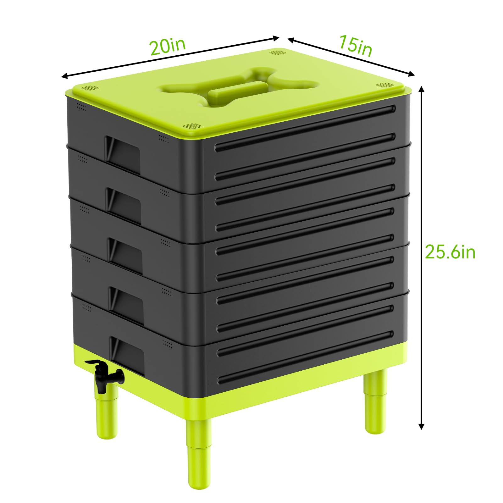 TOP XIAN 5-Tray Worm Composter,100L Worm Compost Bin for Vermicomposting Starter, Indoor & Outdoor Worm Farm Composting Bin, Worm Compost Bin for Recycling Food Waste