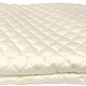 OrganicTextiles Organic Cotton Mattress Pad with 17” Fitted Bed Skirt Deep Pocket (Queen Size), GOTS Certified, Soft Silky Feel, Luxurious Quilted Design, Machine Washable, All Season, Skin Sensitive