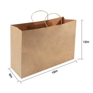 HAPPY CHEERS Kraft Paper Gift Bags,50 Pack Large Paper Bags with handles,16x6x12 Inches Thick Large Paper Shopping Bags for Boutique,Brown