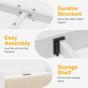 Elephance Twin Size Bed Frames with Charging Station and Storage Headboard, No Box Spring Needed, Easy Assembly