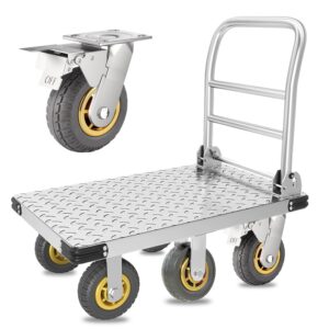 foldable platform truck push dolly heavy duty 2000 lb. weight capacity with brake and 6" 360 degree swivel wheels