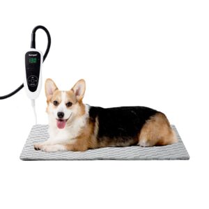 Garnpet Cat Heating Pad, Heated Cat Bed Indoor, Heated Dog Bed with Steel-Wrapped Cord, 25-Level Timer & 11-Level Adjustable Temperature Pet Heating Pad, 18x18 Inch