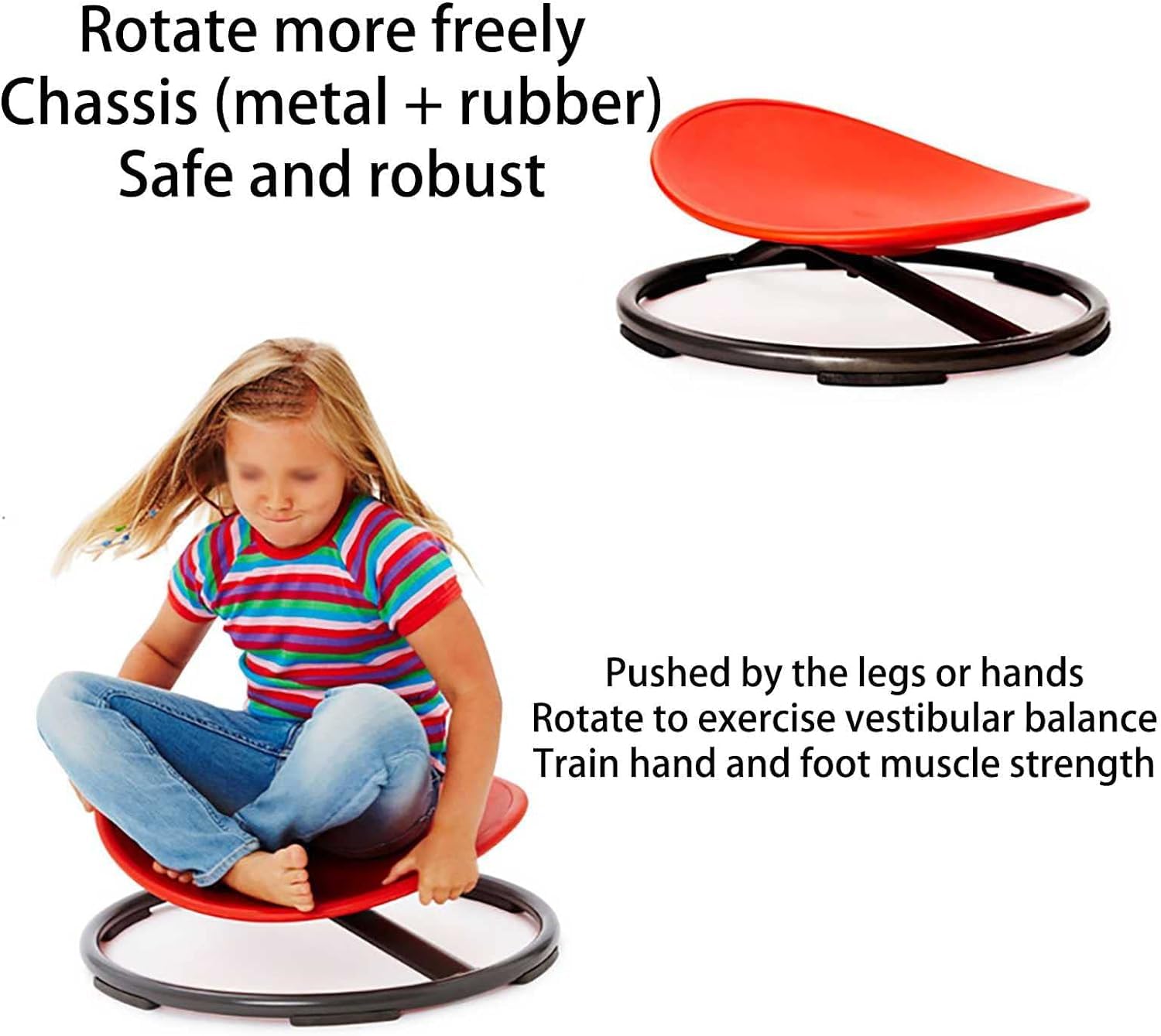 Generic Kids Sensory Swivel Chair, Autism Sensory Spinning Chair for Big Kids Sensory, Sensory Toy Chair, Training Body Coordination Wobble Chair for Kids Sit and Spin Relief of Motion Sickness (red)