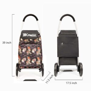 Foldable Shopping Cart,Shopping Cart for Groceries w/Removable Wheels & Bag,Rolling Personal Handtruck Standard #Tower