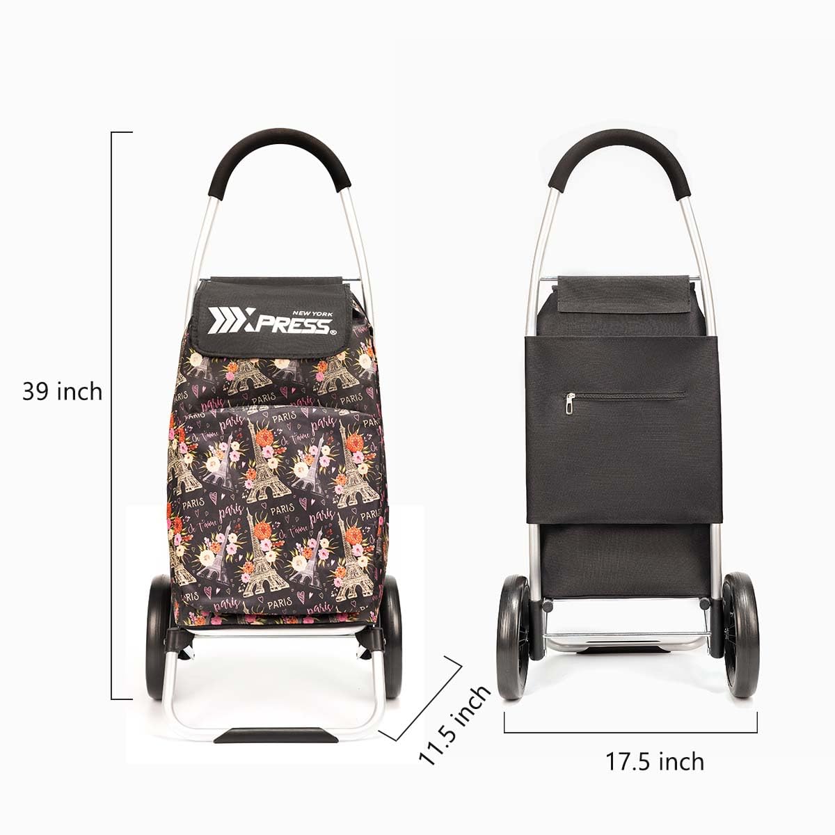 Foldable Shopping Cart,Shopping Cart for Groceries w/Removable Wheels & Bag,Rolling Personal Handtruck Standard #Tower