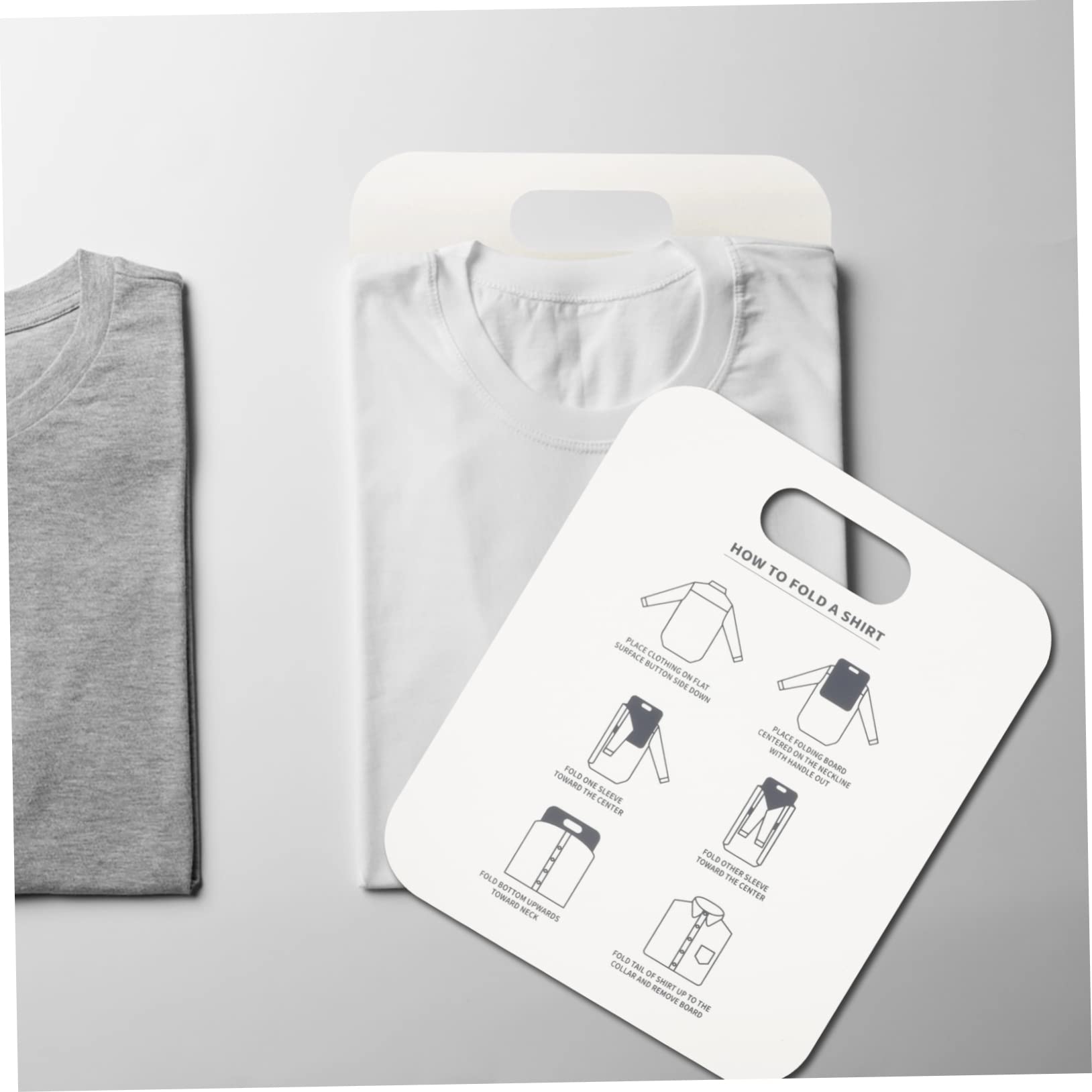 GREENADSCAPE 2pcs Shirt Folding Board Lining Cardboard for Shirt Clothes Folding Storage Laundry Folders Garment Laundry Table Folding Board Cabinet Hanger Laundry Folding Board Plieur Pp White