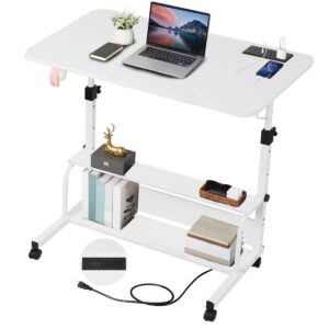 standing desk small computer desk,small desk for bedroom,corner desk for small space,small office desk adjustable desk,mini desk stand up desk laptop desk,portable rolling desk 31.5 inch white c