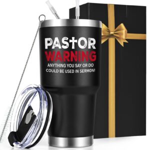 pastor warning anything you say or do could be used in sermon insulated tumbler, funny pastor appreciation 30oz stainless steel tumbler, pastor gifts for preacher minister ordination christmas, black