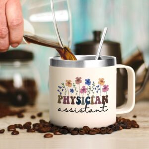 Physician Assistant Gifts for Women, Physician Coffee Mug for National Physician Assistant Day, Birthday and Christmas, 14oz Stainless Steel Insulated Coffee Mug for Physician Assistant, Creamy White