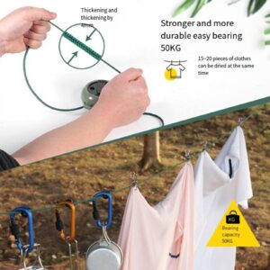 2Pcs Camping Retractable Clothesline, Portable Travel Clotheslines, Adjustable 32ft/10M, with 20 Clothespins, 10 Stoppers (Orange)