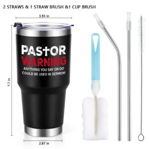 Pastor Warning Anything You Say Or Do Could Be Used In Sermon Insulated Tumbler, Funny Pastor Appreciation 30oz Stainless Steel Tumbler, Pastor Gifts for Preacher Minister Ordination Christmas, Black